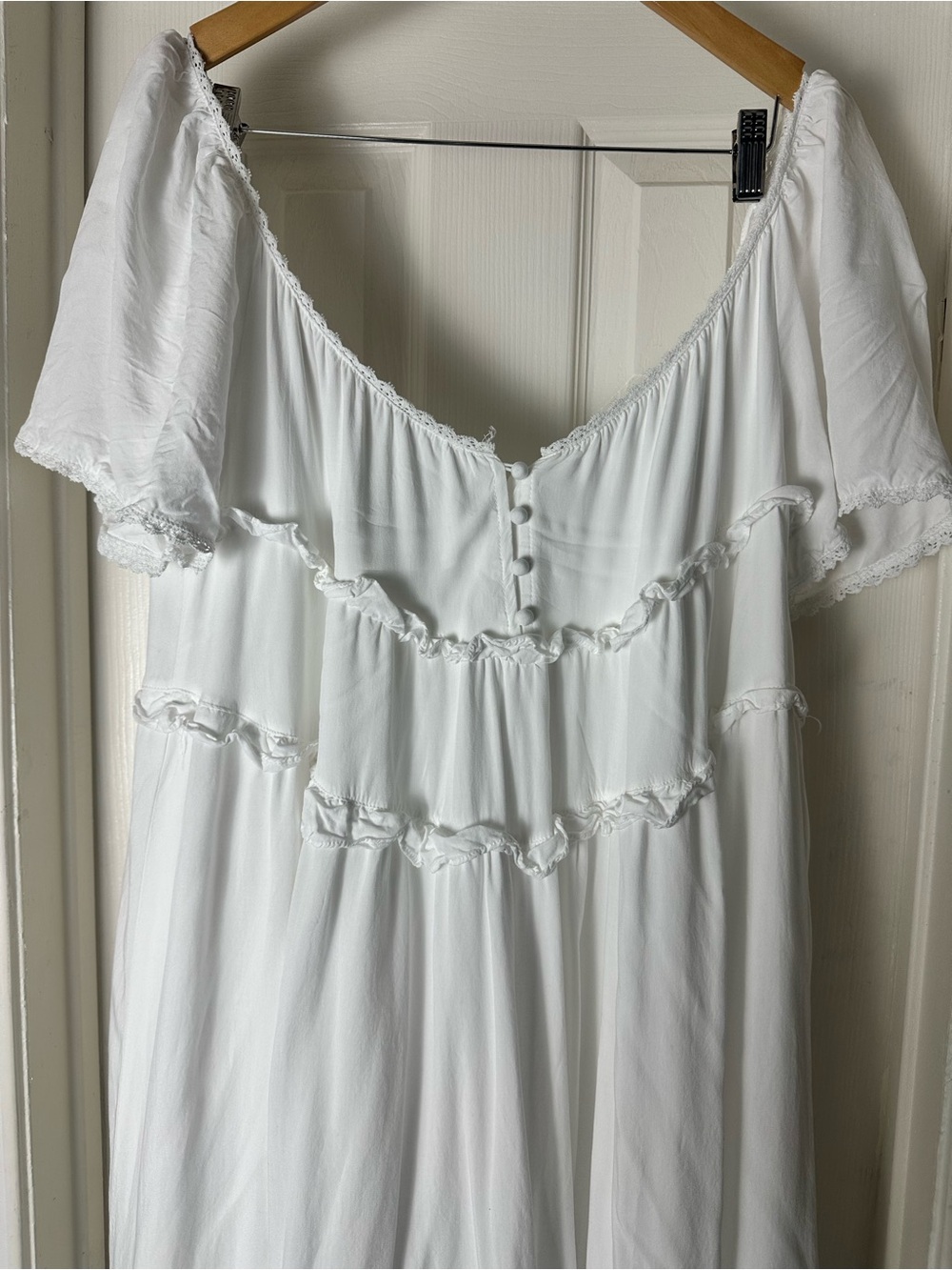 Women's White Ruffled Dress - Classic Beautiful Dress